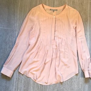 Pink pleated silk blouse from Anthropologie - sz S
